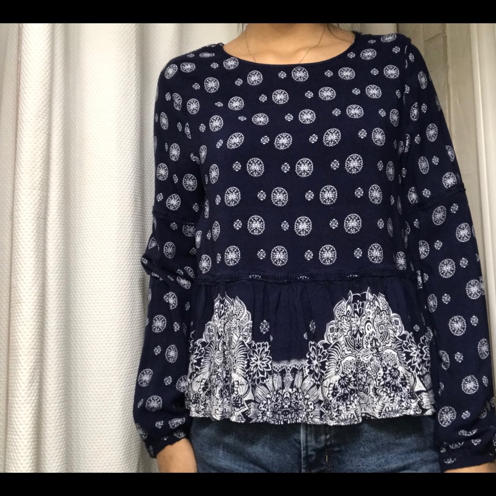 Blue and white long sleeve